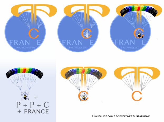 Logo de PPC-France dans sa forme Parachute Motorise (powered parachute)